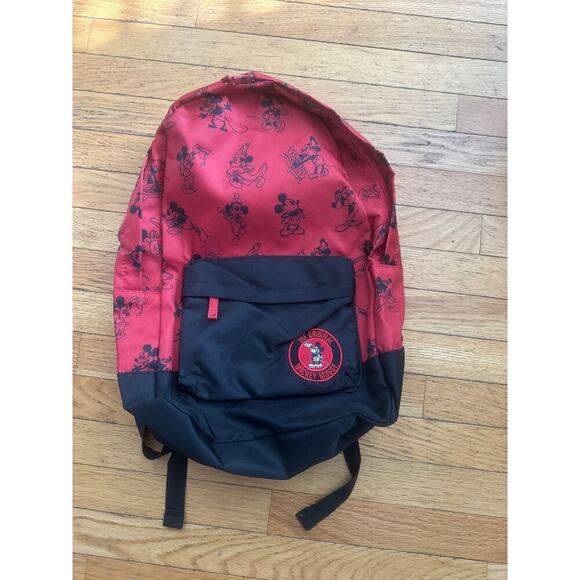 Disney Parks Red Laptop Pocket Backpack Authentic Original Mickey Mouse - Picture 1 of 7